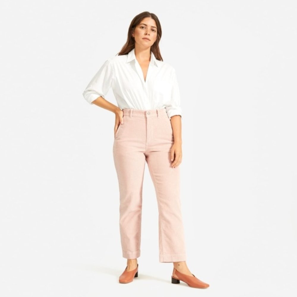 Everlane straight leg pink corduroy pants size 4